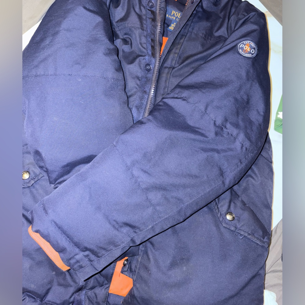 Polo by Ralph Lauren Bright Orange Puffer with Navy Details